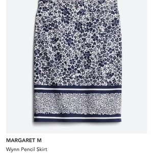 Navy and white floral print skirt